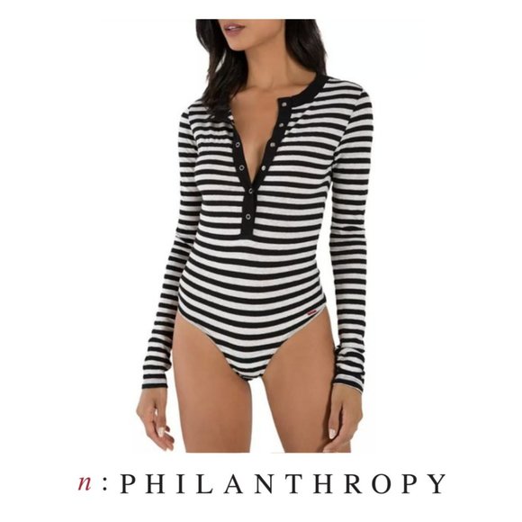 n: philanthropy Monty Striped Bodysuit - Picture 1 of 9